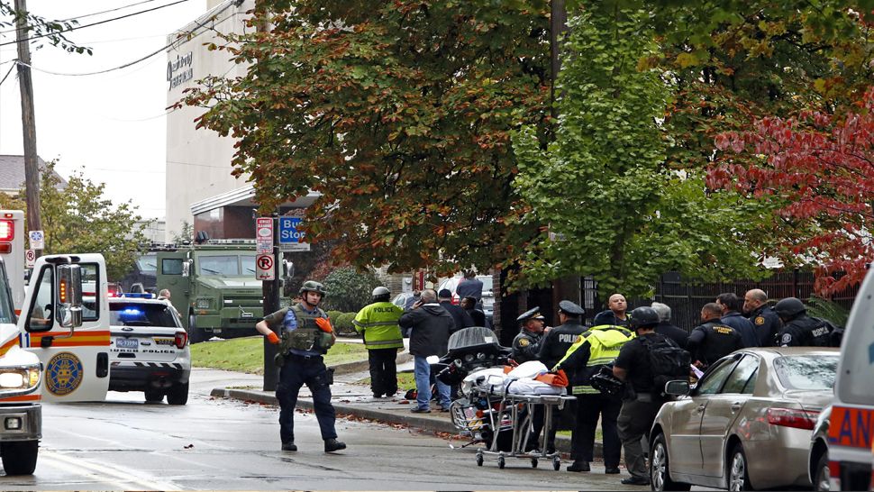 At least 11 people have been killed and six people injured during a shooting at a synagogue in Pittsburgh, officials said. (AP)
