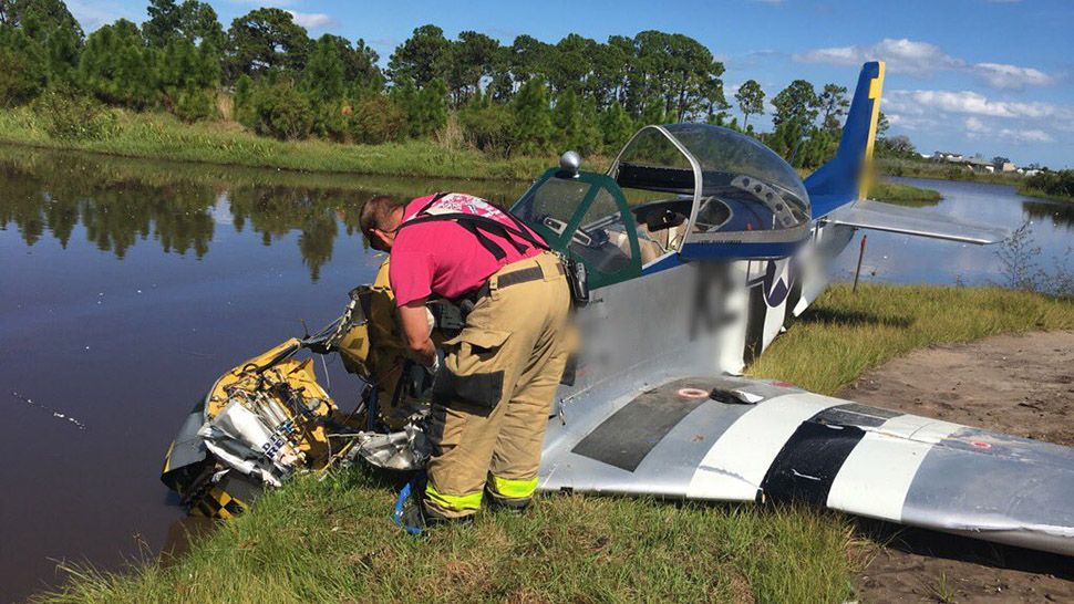 A small plane crashed Saturday near Valkaria Airport, according to Brevard County Fire Rescue. (@BCFRpio)