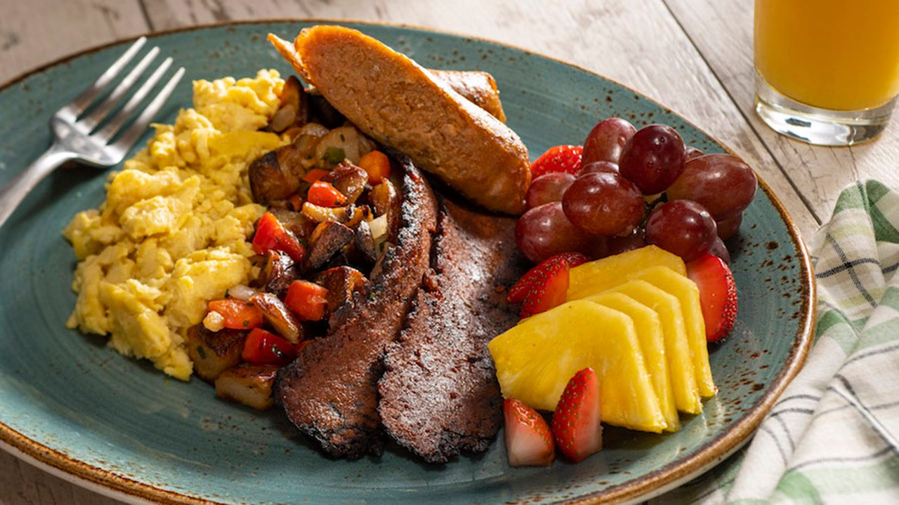 Le Fou Festin Breakfast from Be Our Guest Restaurant at Magic Kingdom is one of the many plant-based dishes now available at Disney World. (Courtesy of Disney Parks)