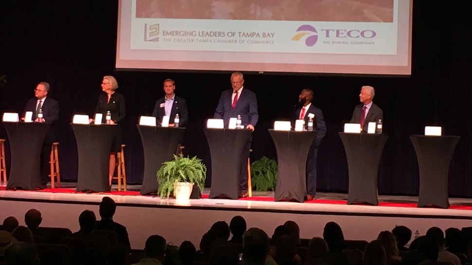 Six of the eight candidates running to be the next mayor of Tampa took part in Wednesday evening's debate. (Laurie Davison/Spectrum Bay News 9)
