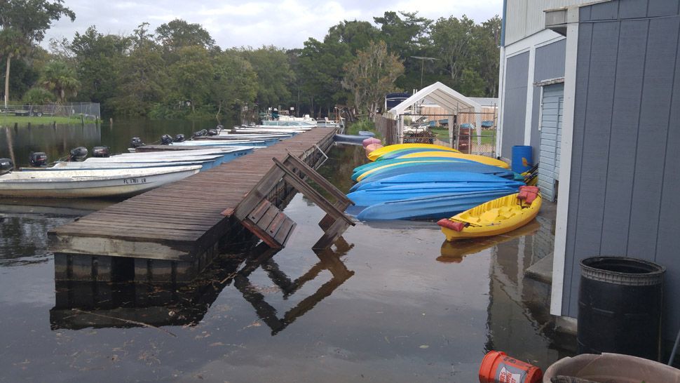 Submitted via Spectrum Bay News 9 app: Flooding due to high tide around 4:30 p.m. at Weeki Wachee Marina, Wednesday, October 10, 2018. (Mark Smith, viewer)