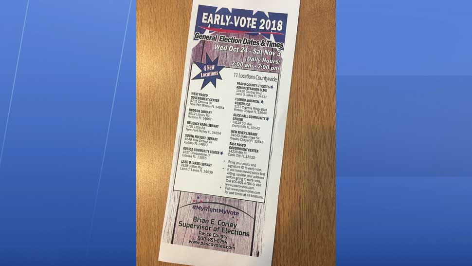 Pasco County early voting information flyer