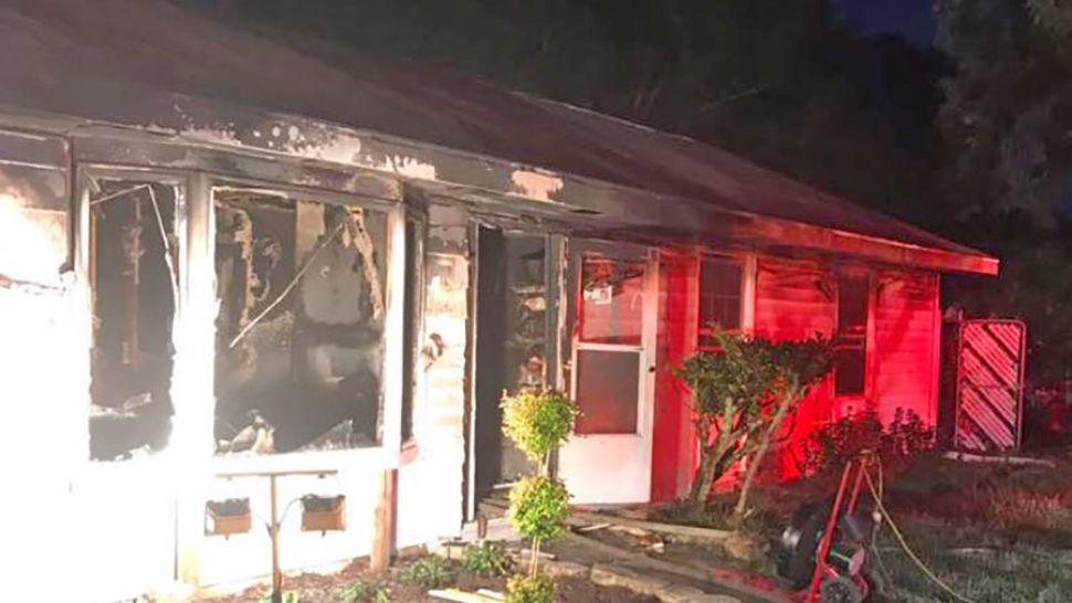 The Hillsborough County Fire Rescue stated that flames went through the roof of this Apollo Beach home on Monday, November 12, 2018. (Courtesy of Hillsborough County Fire Rescue)