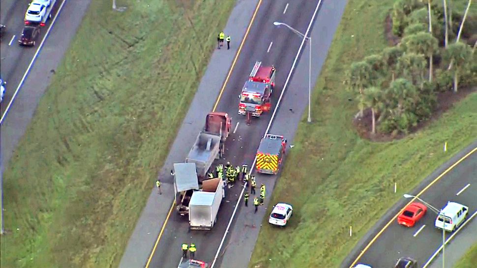 Not much has been released, except that the crash involved two box trucks and a semi and one of the box trucks drivers died at the scene, according to authorities. (Sky 13)