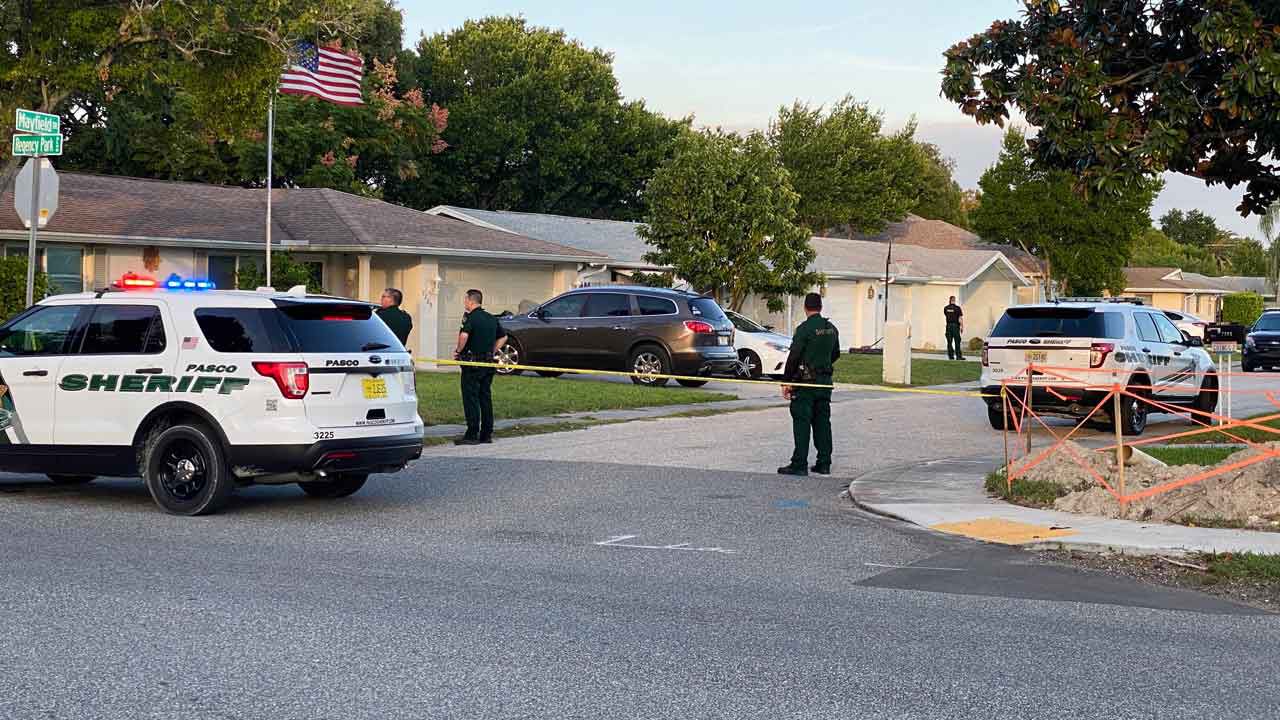 Pasco County Sheriff's Office deputies block off Mayfield Drive in Port Richey, Friday, Nov. 1, 2019. 