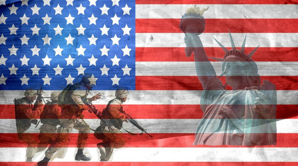 Veterans Day imagery including soldiers, Lady Liberty and the American flag (Stock Image)