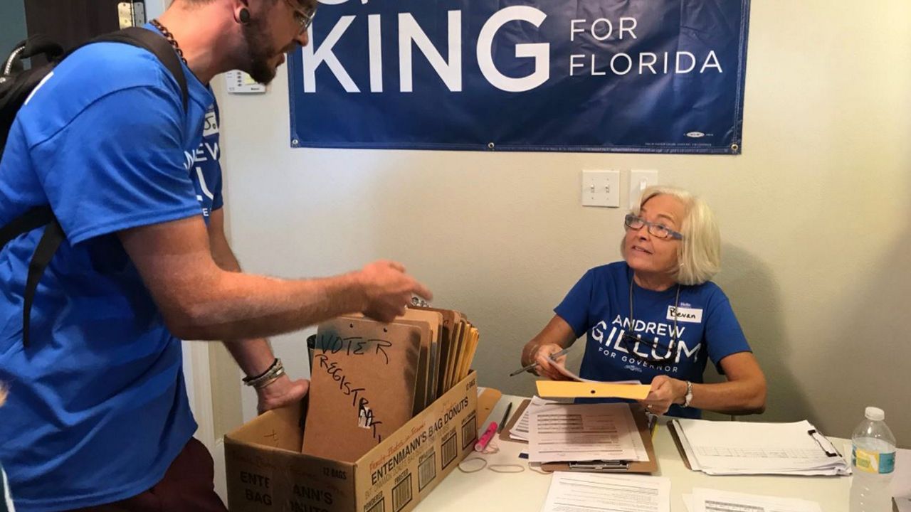 In the greater Tampa Bay area, volunteers with both parties are spending their weekends pounding the pavement. (Angie Angers/Spectrum Bay News 9)