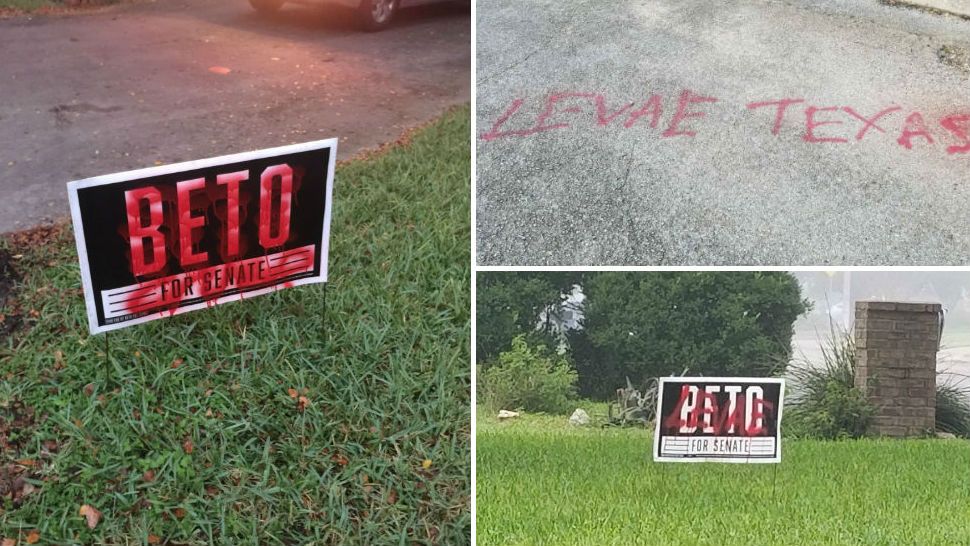 Signs for Senate candidate Beto O'Rourke, D-El Paso, have been reportedly vandalized in New Braunfels, Texas. (Courtesy: Dede McConville)