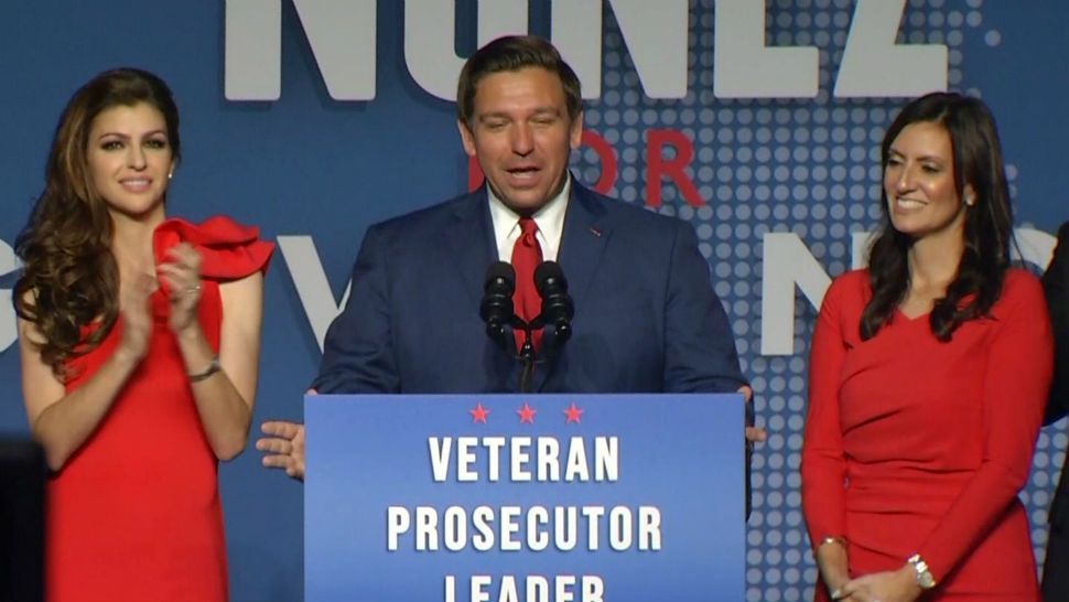 Republican Ron DeSantis delivers his acceptance speech for Florida's governor Tuesday night. He had the support of President Donald Trump. (Spectrum News)
