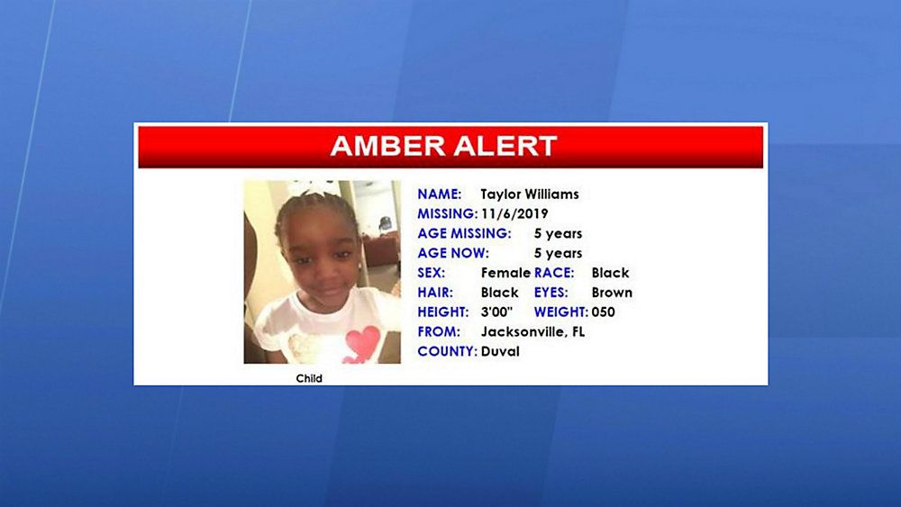 Taylor Williams of Jacksonville was the subject of an Amber Alert issued by the FDLE. (Florida Department of Law Enforcement)