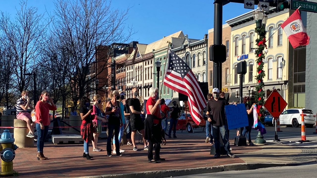Biden-Harris supporters in downtown Lexington.