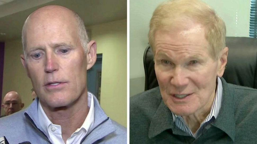 The U.S. Senate race between Gov. Rick Scott (left) and Bill Nelson is going to a recount. Nelson narrowly trails Scott. (Spectrum News files)