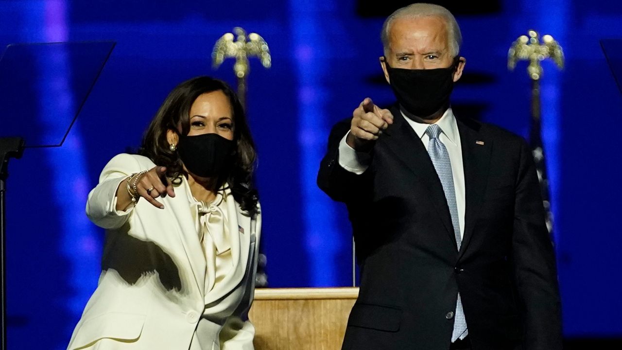 President-elect Joe Biden, right, and vice president-elect Kamala Harris, left, will face challenges to rebuild relations with allies that have seen America's leadership in geopolitics diminish under Pres. Donald Trump. 