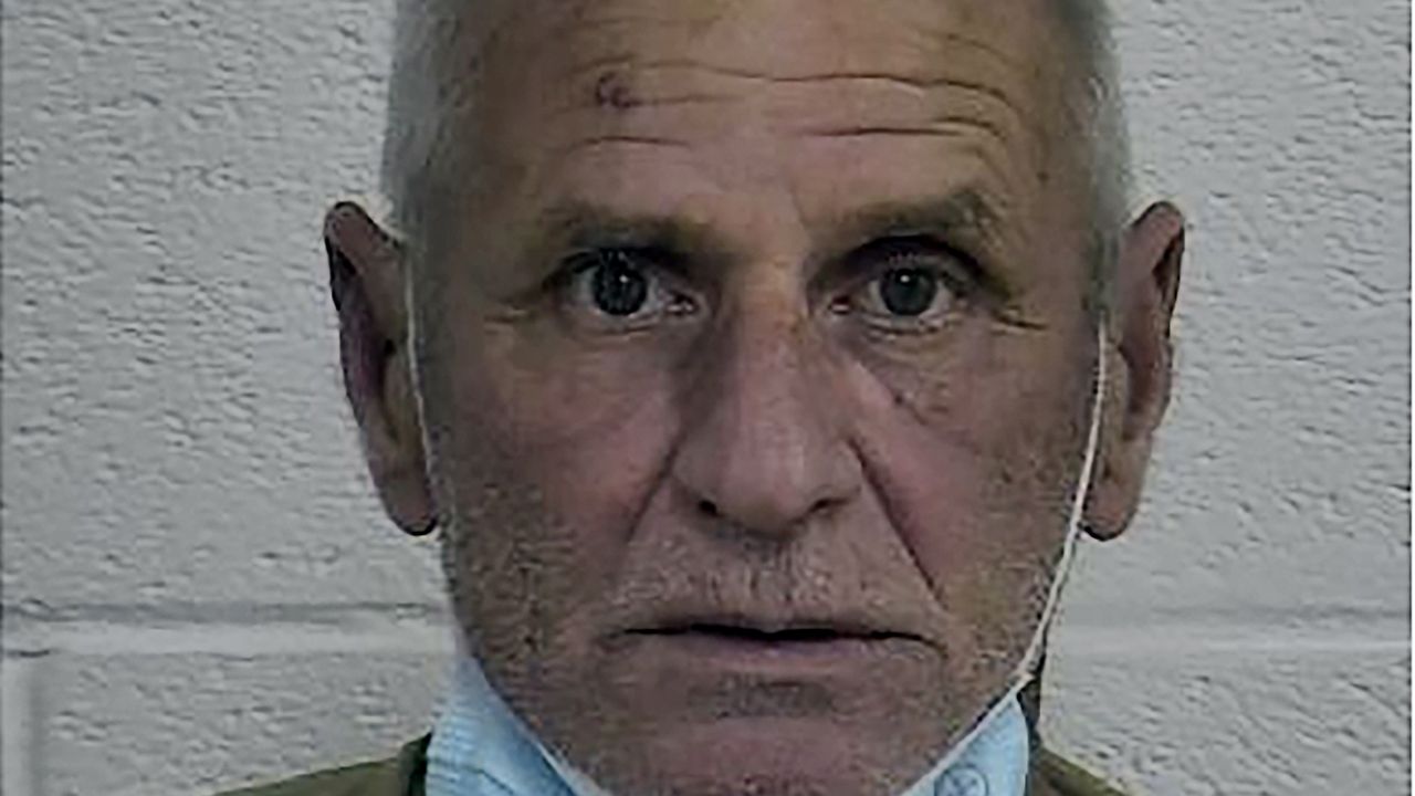 This image provided by the Laurel County Sheriff's Office shows James Herbert Brick, 61, of Cherokee, N.C., who was booked into the Laurel County, Kentucky, correctional center pending a court hearing on Tuesday, Nov. 9, 2021 on charges of unlawful imprisonment and possession of material showing a sexual performance by a minor. (Laurel County Sheriff's Office via AP)