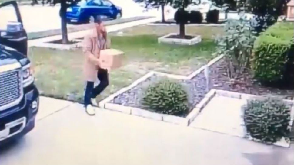 Screenshot of thief in Williamson County caught on camera stealing packages from homes. (Courtesy: Williamson County Sheriff Rober Chody Twitter)