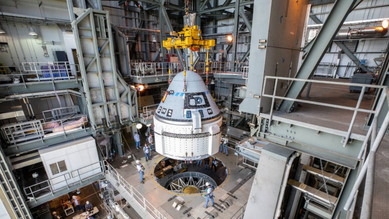 A Boeing Starliner spacecraft is set up for launch. (File)