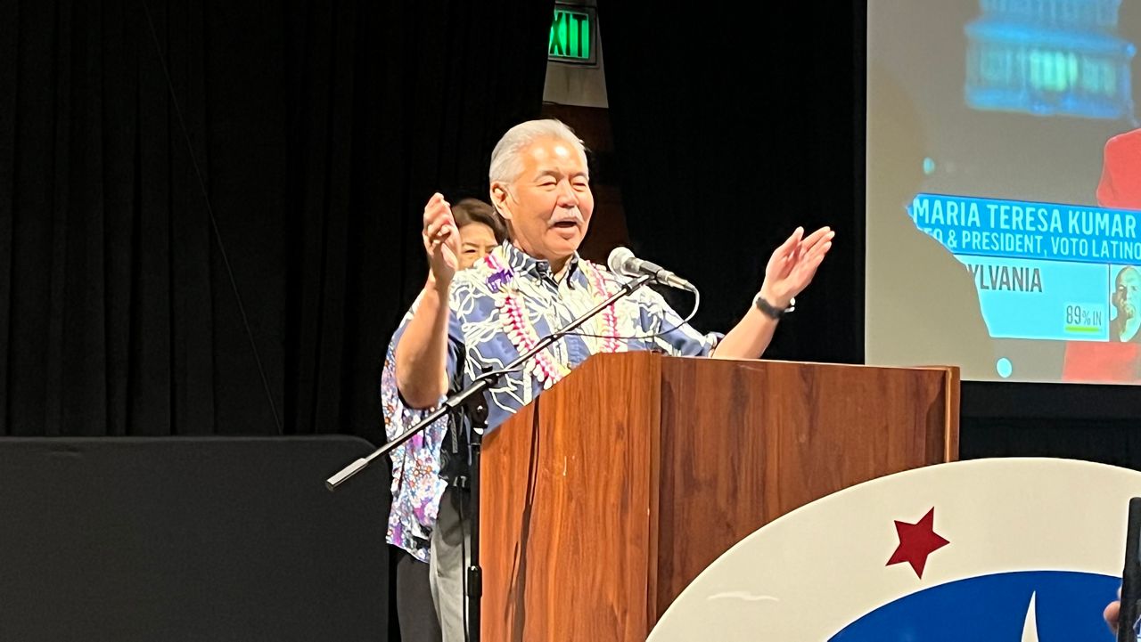 Gov. David Ige, shown here at an General Election viewing party on Tuesday, noted his father and father-in-law's service in World War II in a message honoring veterans. (Spectrum News/Michael Tsai)