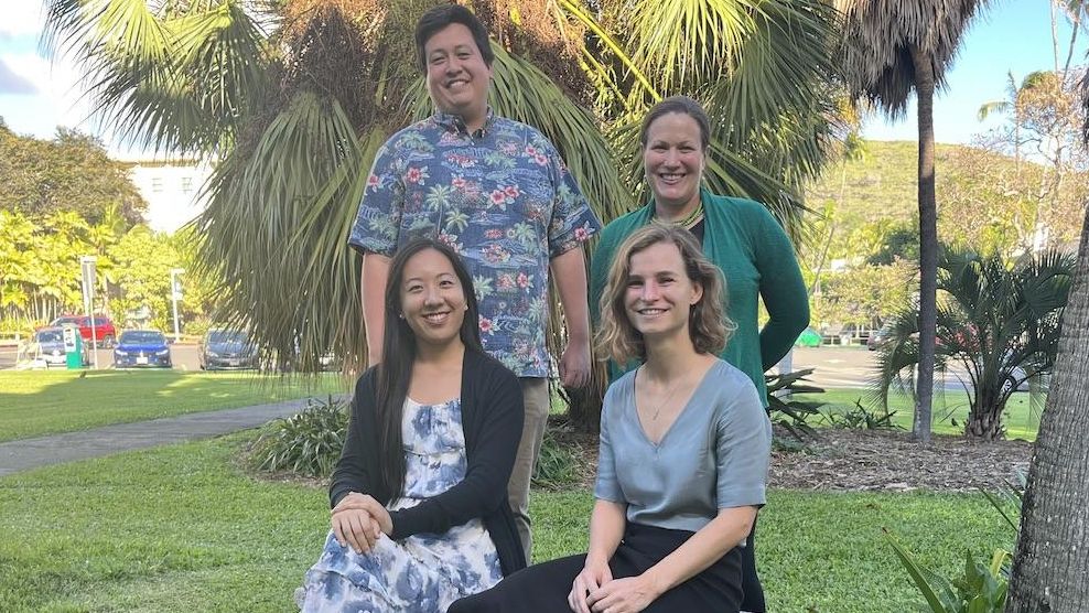 The UH Rural Health Research and Policy Center team includes (sitting) Amy Ma, Reinie Gerrits-Goh, (standing) Chad Wolke and Aimee Malia Grace.(University of Hawaii)