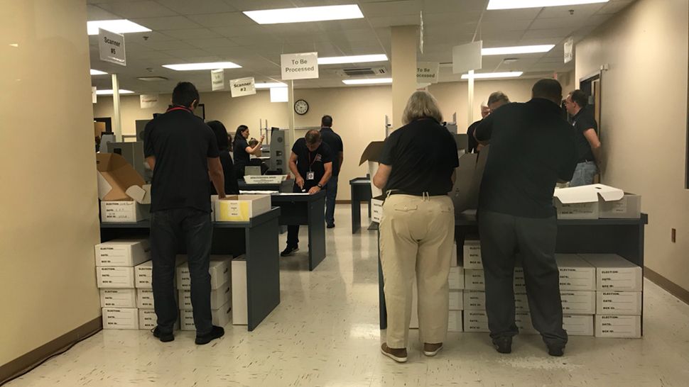 Workers at the Supervisor of Elections Office in Pinellas County have begun recounting ballots. (Angie Angers/Spectrum Bay News 9)