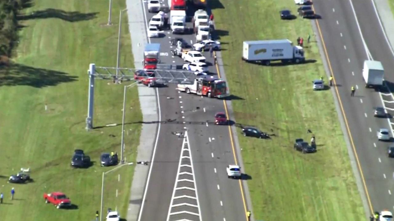 Multiple vehicles were involved in a crash on northbound State Road 417 in the Lake Nona area, according to the Orlando Police Department. (Sky 13)