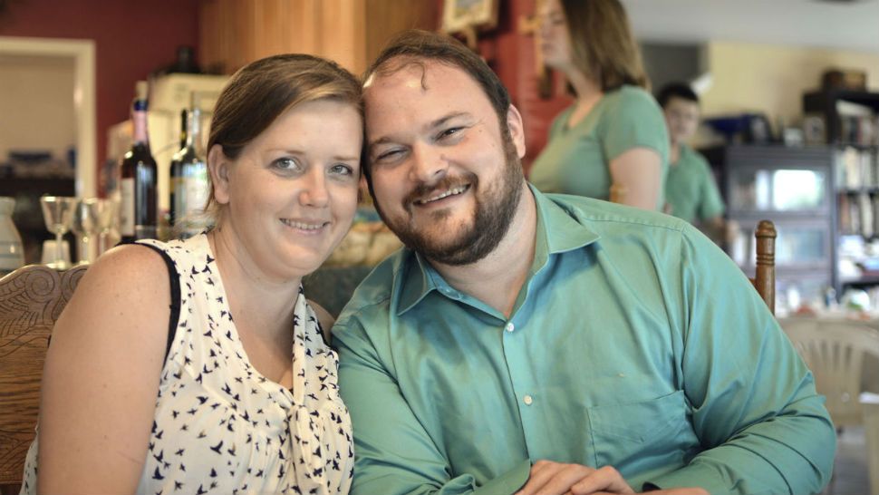 This April 16, 2017, photo provided by Torie McCallum shows Sutherland Springs First Baptist Church shooting victims John and Crystal Holcombe in Floresville, Texas. John survived the shooting but his wife Crystal, who was pregnant, was killed along with three of their children Sunday, Nov. 5, at the church. John Holcombe will hold a funeral Wednesday, Nov. 15, for his pregnant wife and three of her children, his parents, a brother and a toddler niece. Holcombe has arranged a public funeral for his family at an event center in Floresville, about 12 miles from the church where the shooting occurred. A procession of hearses will travel from the funeral home to the center. The dead will be buried privately on an unspecified date. (Torie McCallum via AP, File)