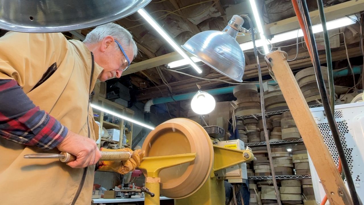 Mike Juett woodworking – carving out a bowl’s top.