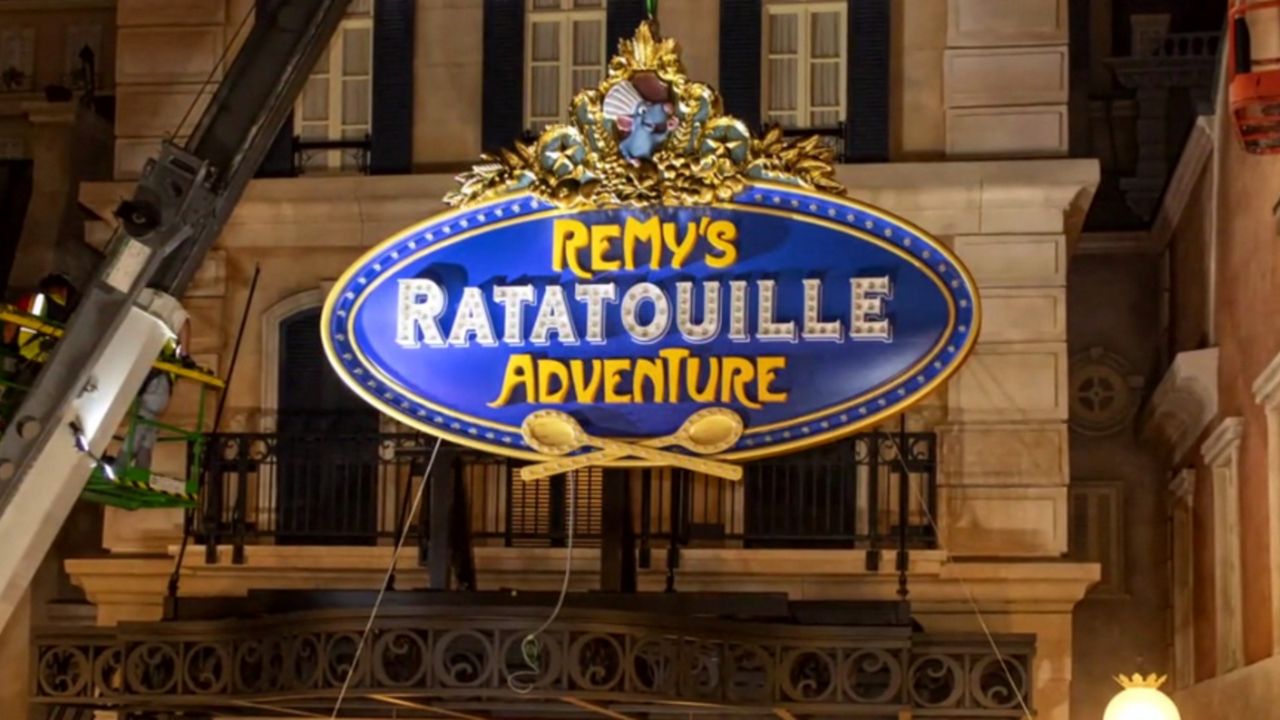 The sign for the upcoming Remy's Ratatouille Adventure Attraction at Epcot. (Courtesy of Disney Parks)