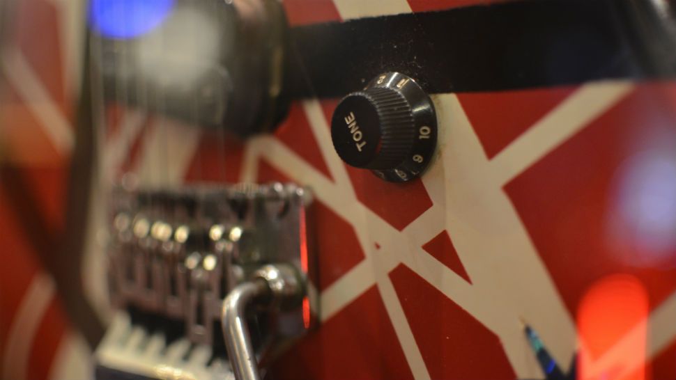 Zoomed in photo of Van Halen's 'Frankenstrat' guitar. Courtesy/GGzeOuf, Flickr