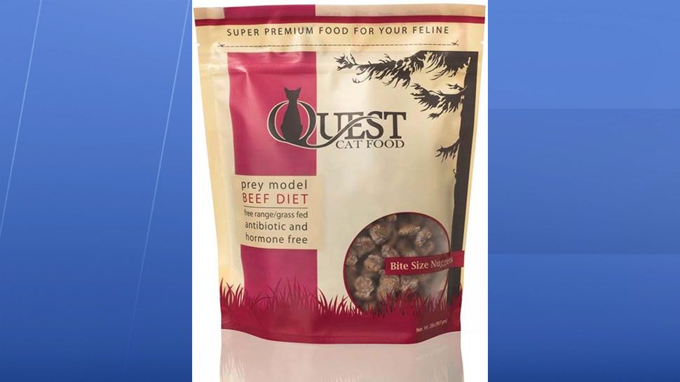 A Utah company is recalling two-pound frozen bags of "Quest Beef Cat Food" sold nationwide due to the possibility of Salmonella contamination. (Photo Courtesy: FDA)