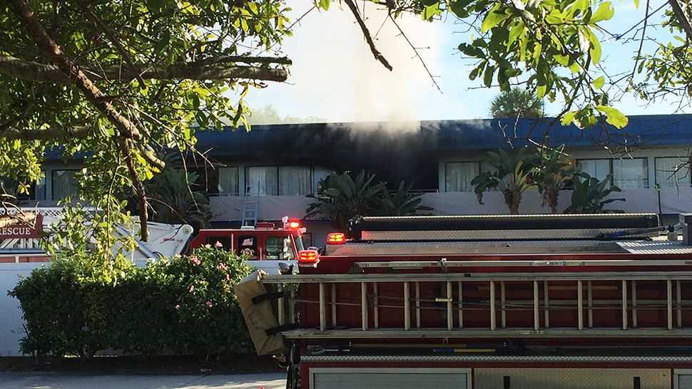A fire broke out inside a room at the Flamingo Resort in St. Petersburg on Sunday. (Courtesy of Sage Tracy)