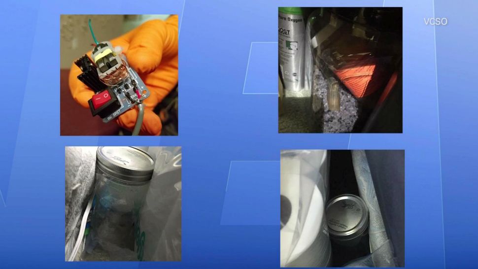 These are some of the explosive devices that Volusia County Sheriff's deputies say they found in Jared Coburn's home. (Volusia County Sheriff's Office)