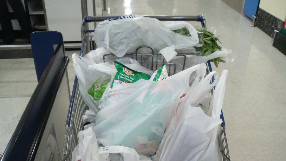 Bags full of food in a shopping cart. (Photo Courtesy: Keng Susumpow via Flickr)