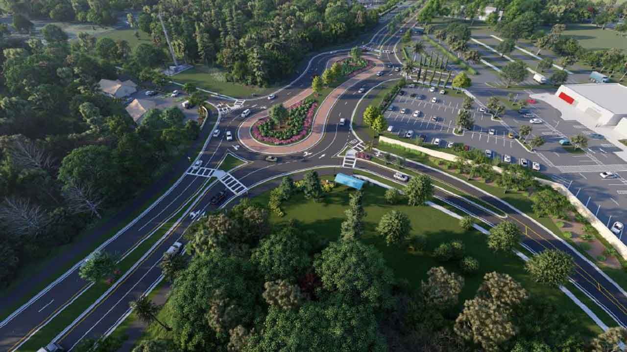 A computer rendering of a proposed peanut-shaped roundabout that would be part of an effort to widen Van Dyke Road from Whirley Road to the Suncoast Parkway. (Sarah Blazonis/Spectrum Bay News 9)