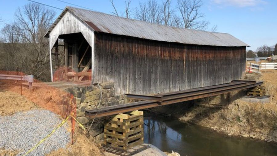 Historic Grange City Covered Bridge Successfully Stabilized After Flood Damage