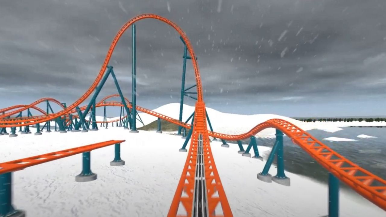 Screenshot from the virtual POV of SeaWorld Orlando's Ice Breaker coaster. (Courtesy of SeaWorld Orlando)