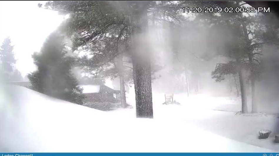 Snow on the ground spotted by the National Weather Service's webcam in Laguna Lodge near 6,000 feet in San Diego County.