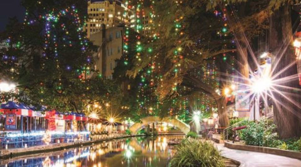 The San Antonio River Walk with hanging Christmas lights (Courtesy: The San Antonio River Walk)