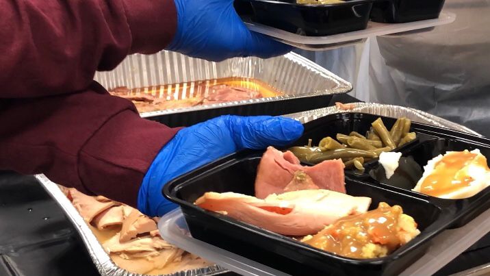 Salvation Army serves Thanksgiving meals to those in need.