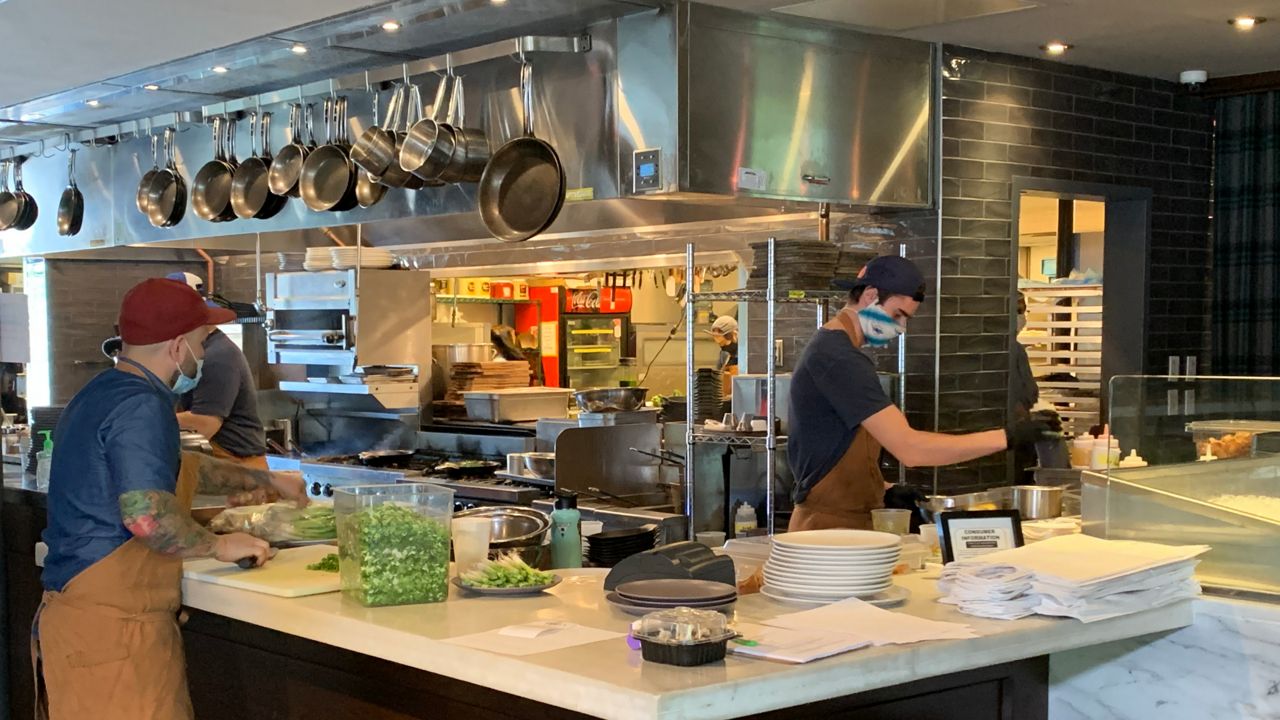 Chefs at Luke's Bar and Grill have prepared for Thanksgiving eve meal pick ups for a week. (Asher Wildman/Spectrum News 13)