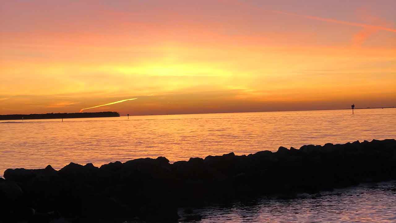 Sunset over Little Harbor Beach in Ruskin