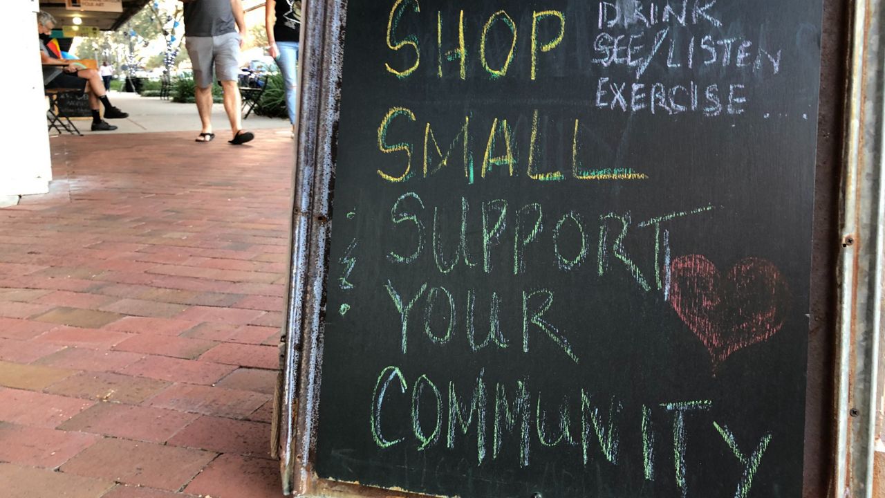 A sign supporting small businesses