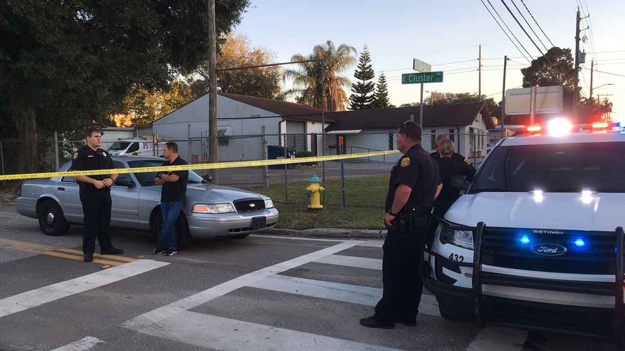 Tampa Police on the corner of E. Cluster Ave. and N. Florida Ave., Thursday, Nov. 28, 2019. (Virginia Johnson/Spectrum Bay News 9)