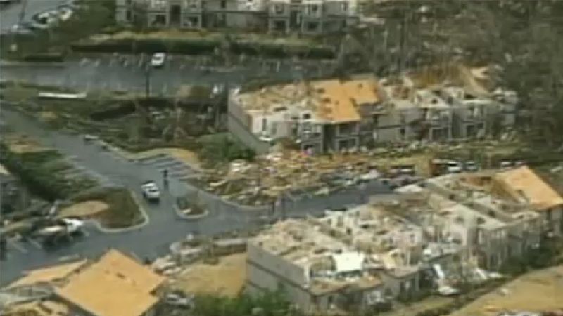 Tornado damage photo from November 1988.