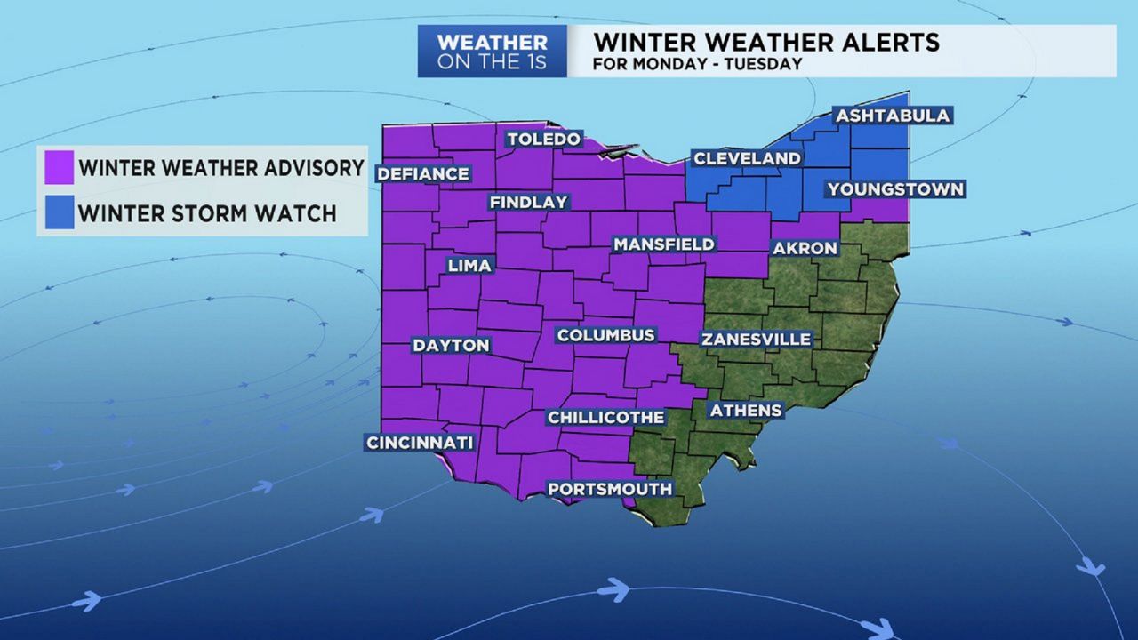 ohio travel advisory map weather