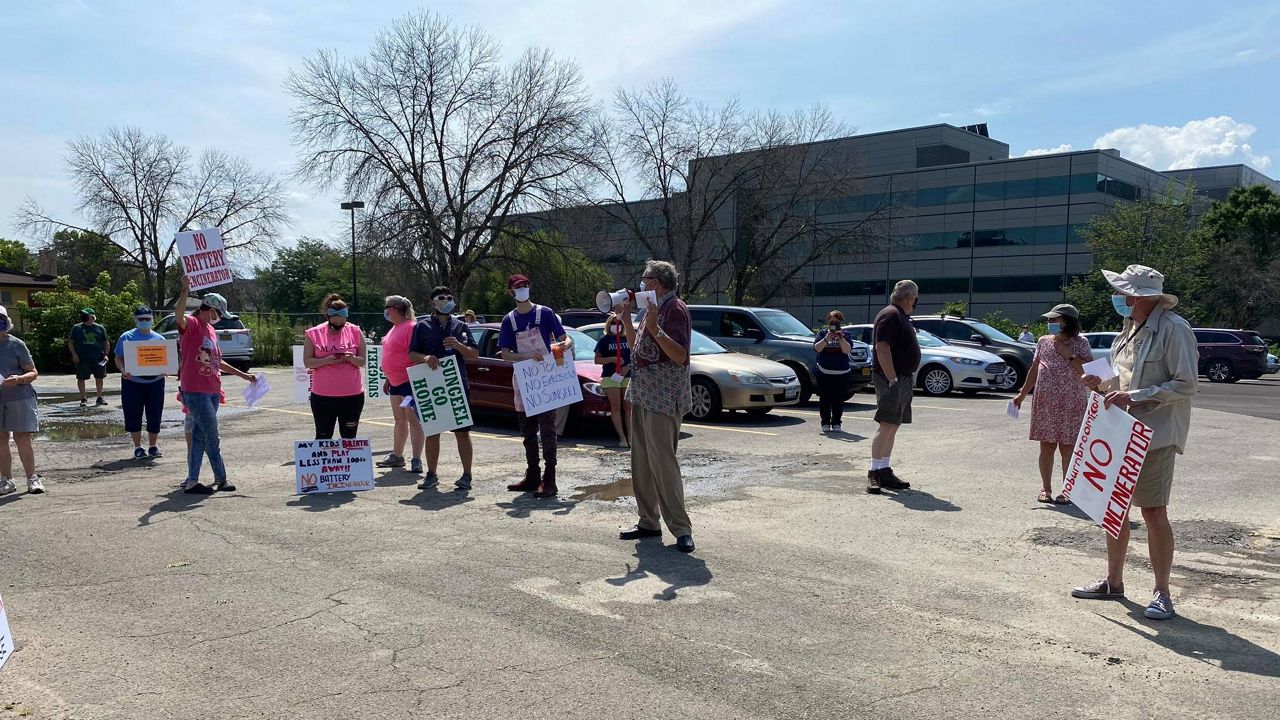 Marching Against Endicott Battery Recycling Facility