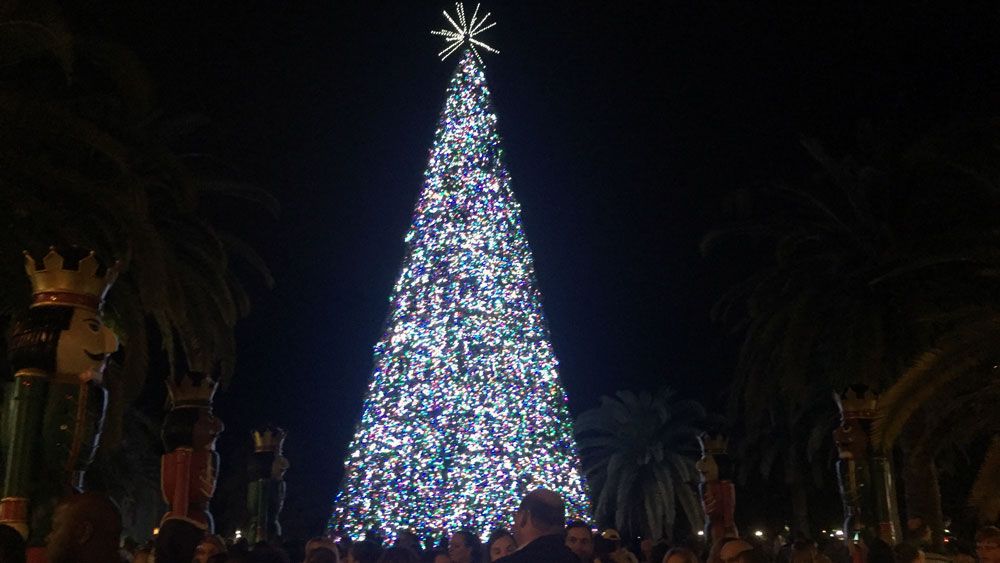 For the 11th time, the Lake Eola Christmas tree has been lit up to celebrate the holiday season. (Christie Zizo/Spectrum News Staff)