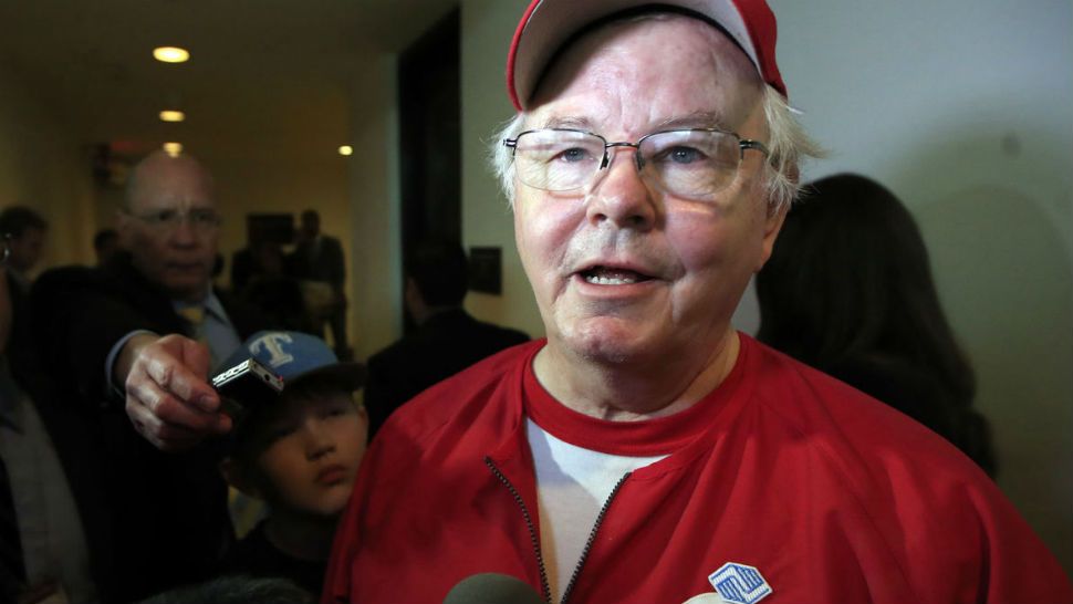 In this June 14, 2017 file photo, Joe Barton, R-Texas, speaks to reporters on Capitol Hill in Washington, about the incident where House Majority Whip Steve Scalise of La., and others, were shot during a Congressional baseball practice. Kelly Canon, a tea party organizer in the Dallas suburb of Arlington, released a series of Facebook Messenger conversations with Barton from 2012 in which he asked things like if she was wearing panties. First reported by the Fort Worth Star Telegram on Wednesday, Nov. 29, 2017, the revelation comes a week after Barton apologized for a nude photo of him that circulated on social media. (AP Photo/Manuel Balce Ceneta, File)