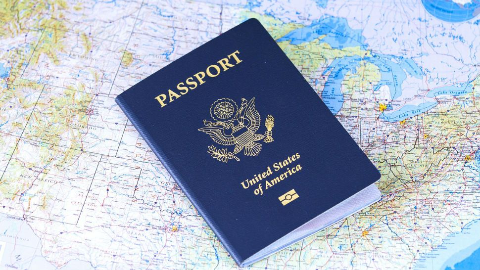 Passport on top of map