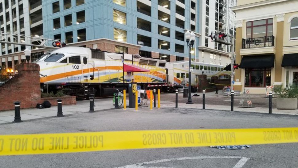 A person was struck by a SunRail train near Church Street in Orlando on Friday morning. (Spectrum News 13)