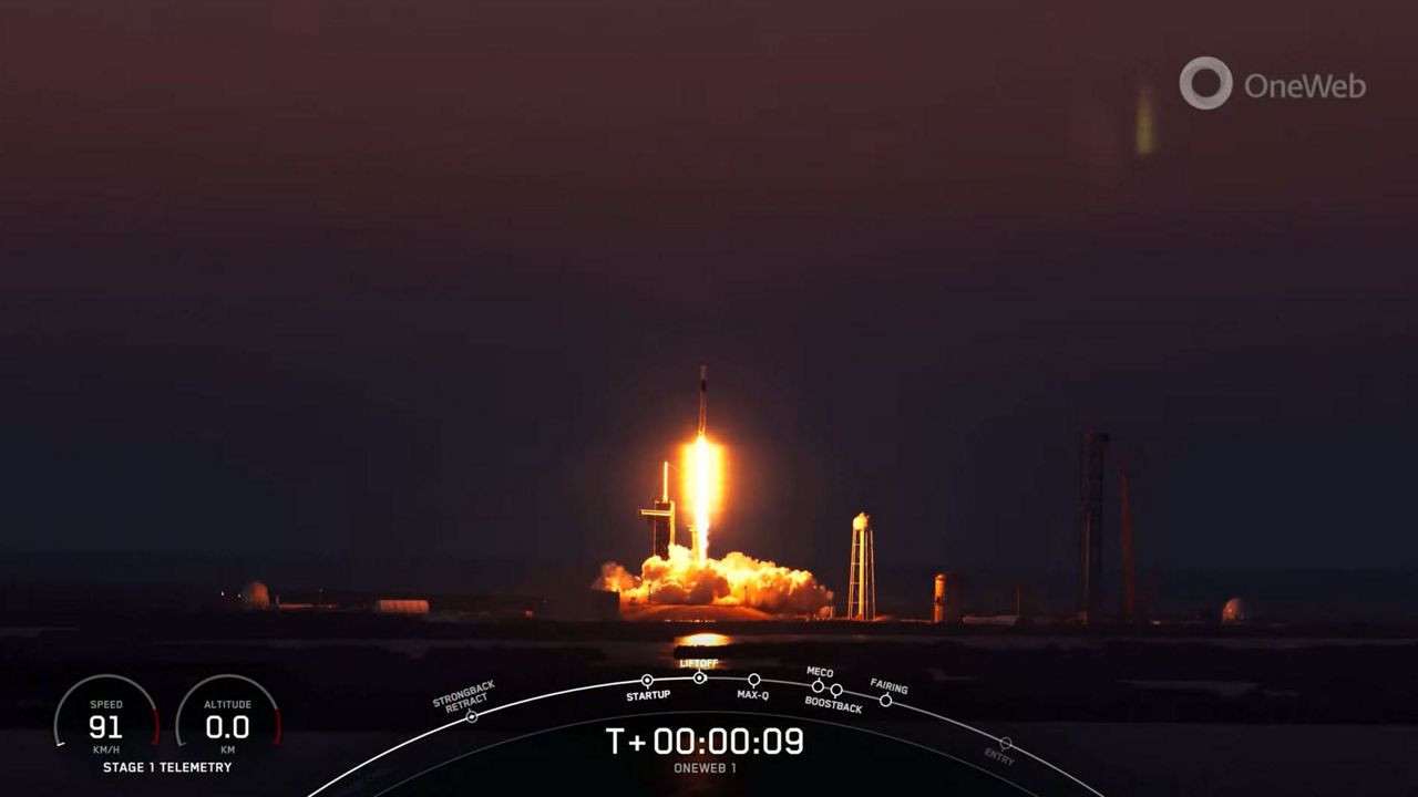Lifting off from Launch Complex 39A at the Kennedy Space Center, the Falcon 9 rocket sent up OneWeb 1 mission’s 40 satellites into low-Earth orbit. (SpaceX)